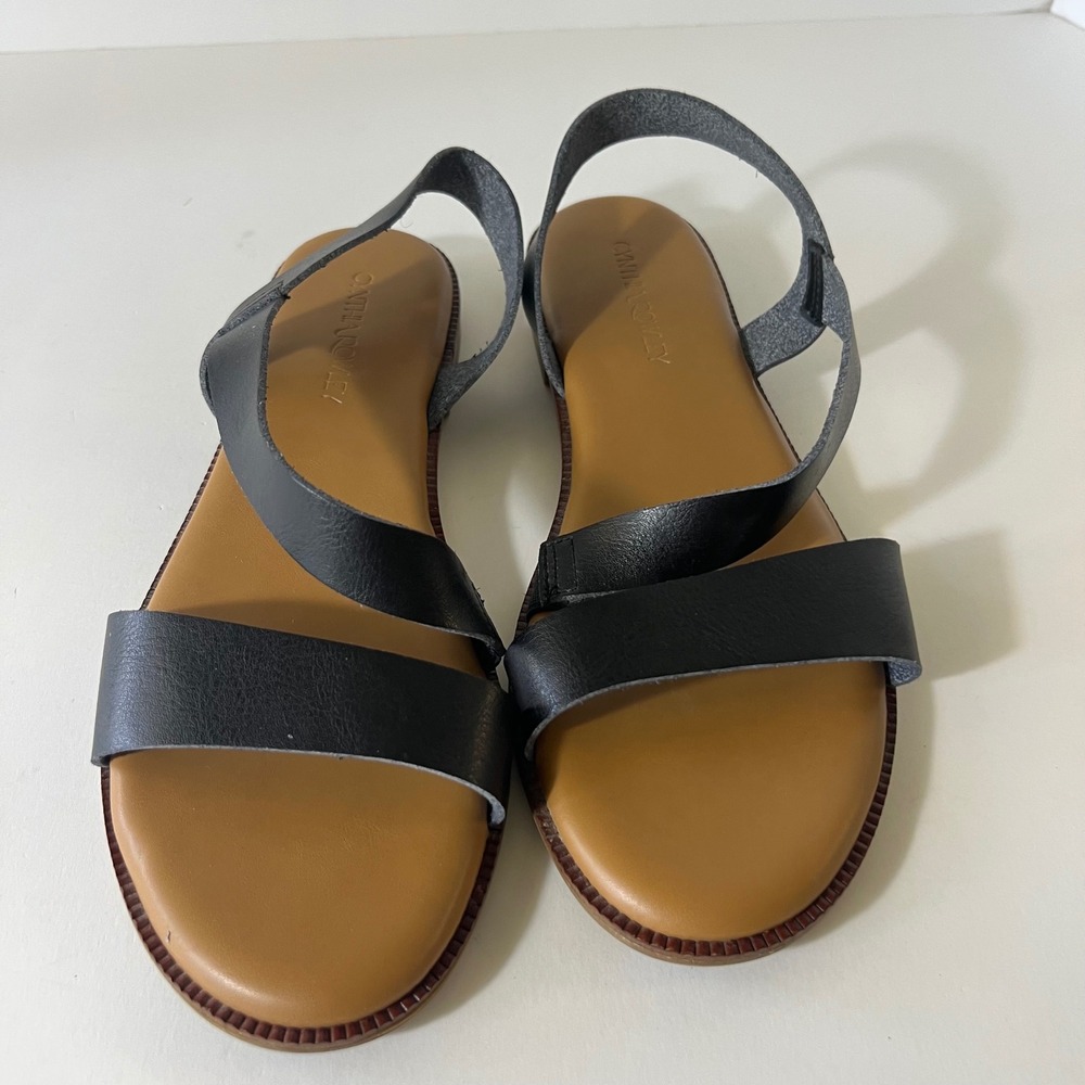 Cynthia Rowley Black Strappy Slingback Flat Sandals Womens Size 9 Low Heel